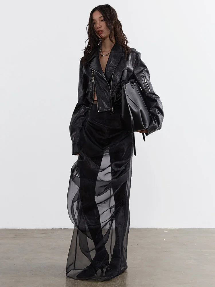 Marigold Shadows Jackets Bataduh Vegan Leather Zipper Jacket