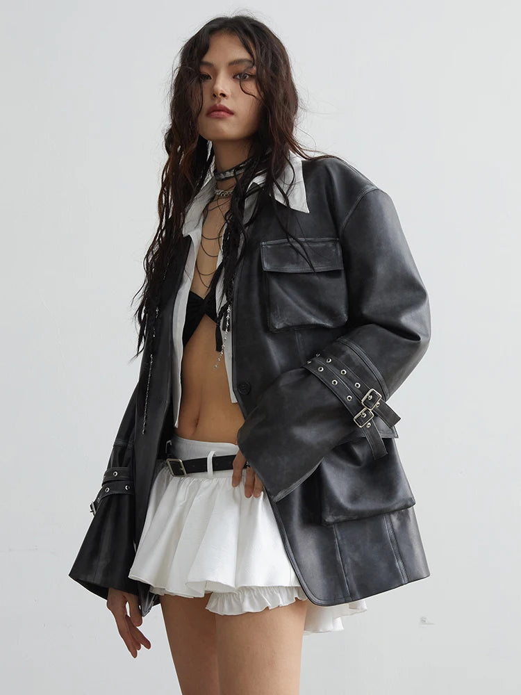 Marigold Shadows Jackets Mauarci Vegan Leather Jacket
