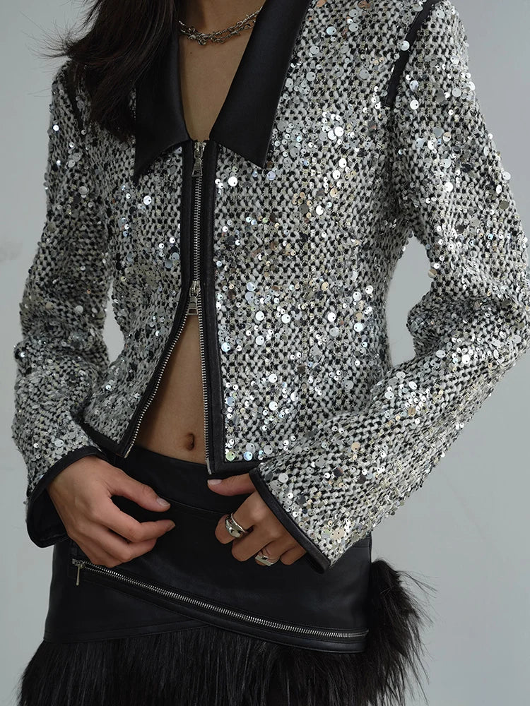 Marigold Shadows Jackets Sheeplur Zippered Sequin Jacket