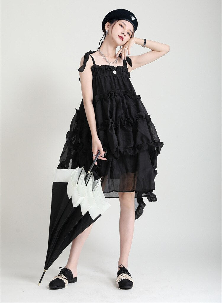Marigold Shadows Kaisho Irregular Ruffle Dress