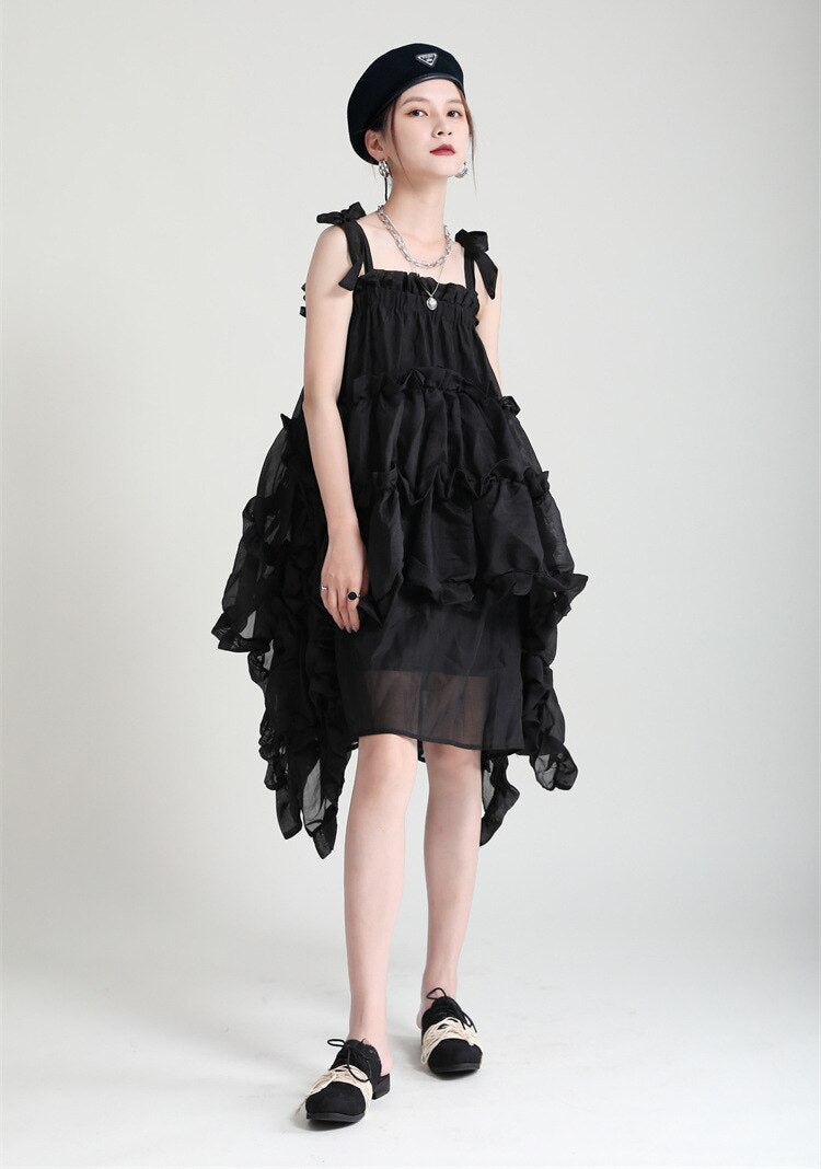 Marigold Shadows Kaisho Irregular Ruffle Dress