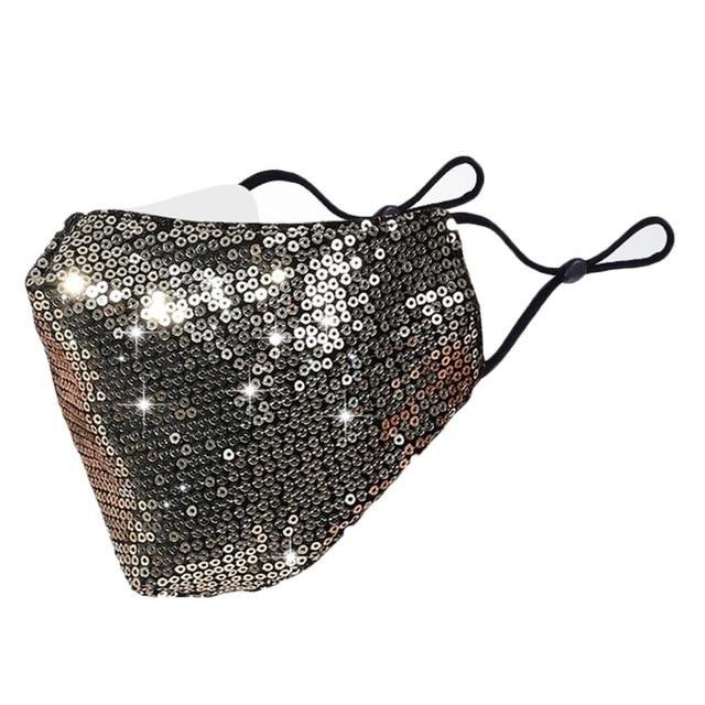Marigold Shadows Masks Hachiro Sequin Face Mask - Gold