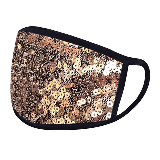 Marigold Shadows Masks Yumeka Face Mask Cover - Gold Sequin