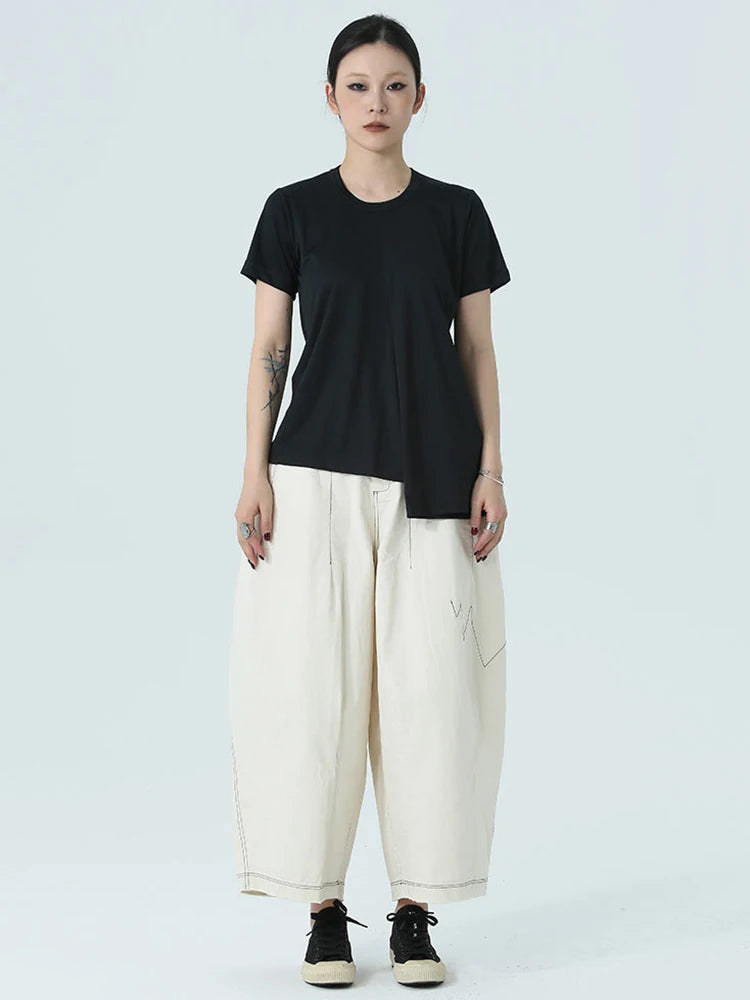 Marigold Shadows Pants Bolohus Topstitched Wide Leg Pants