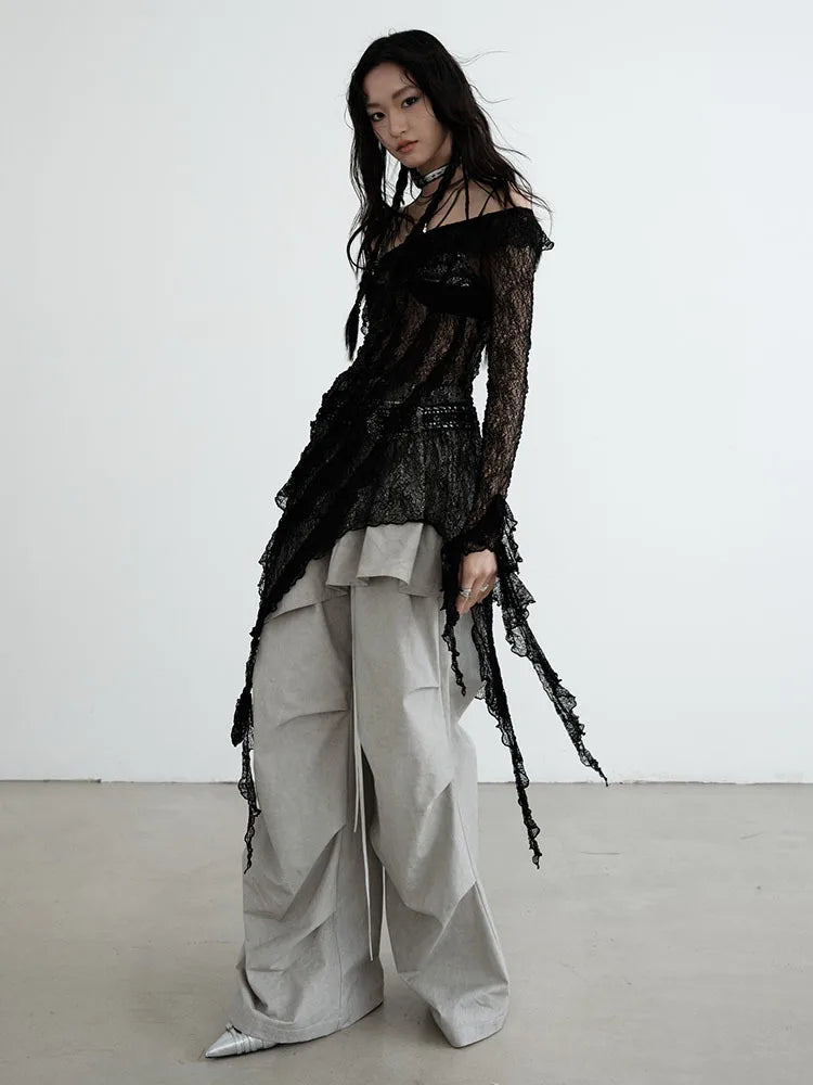 Marigold Shadows Pants Hantuki Drawstring Layered Pants