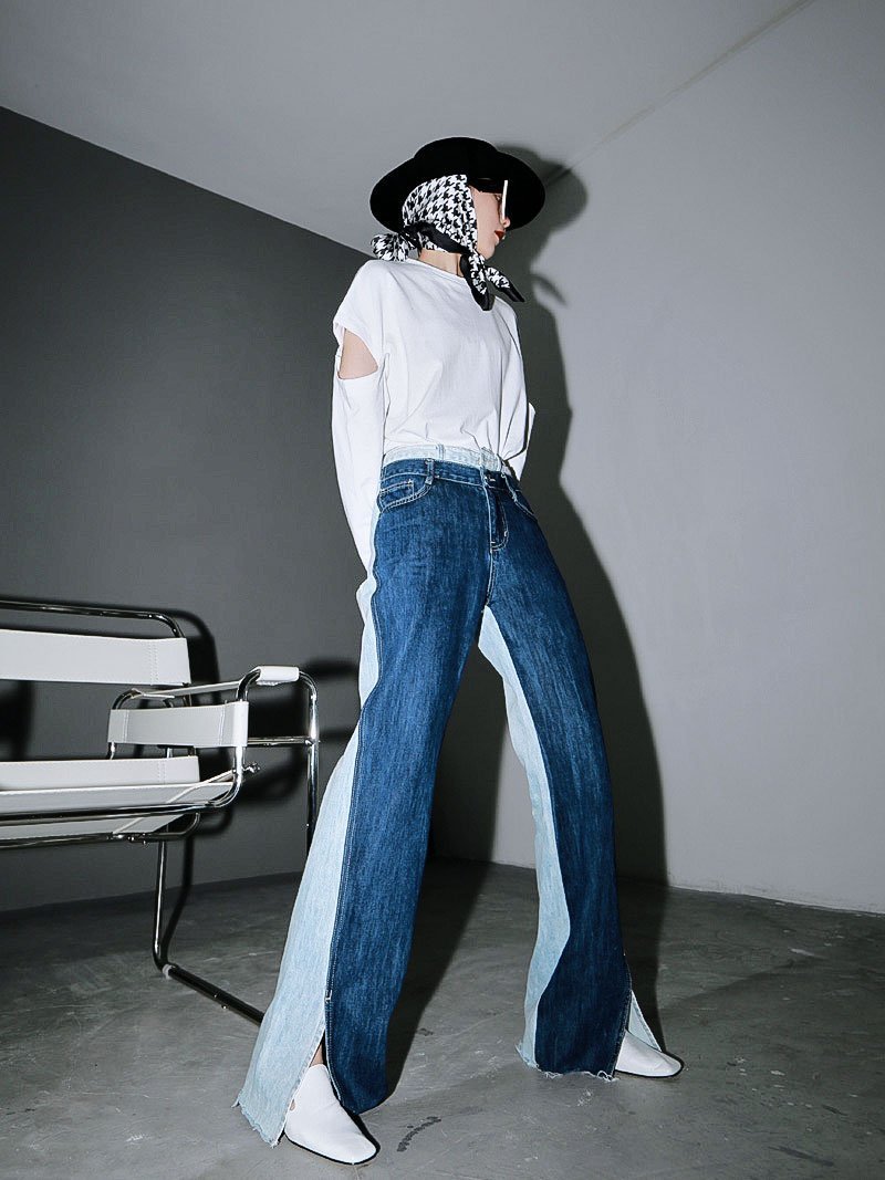 Marigold Shadows pants Sawako Loose Denim Wide Leg Pants