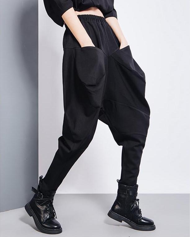 Marigold Shadows Pants Tanaka Pocket High Waist Harem Pants - Black