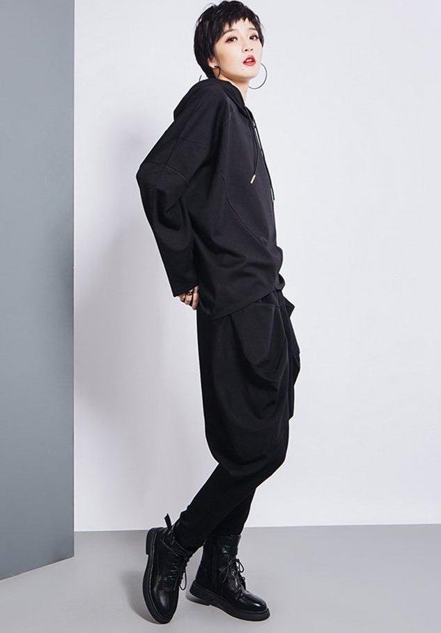 Marigold Shadows Pants Tanaka Pocket High Waist Harem Pants - Black