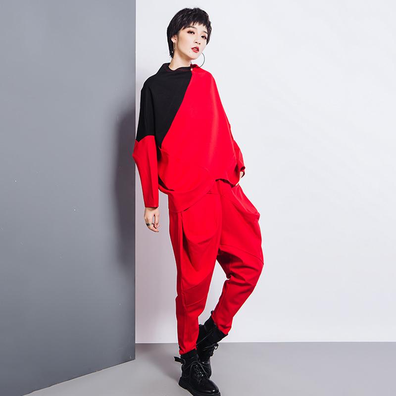 Marigold Shadows Pants Tanaka Pocket High Waist Harem Pants - Red