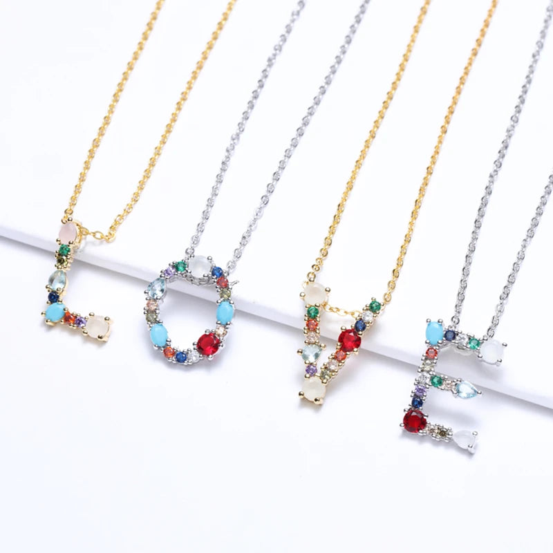 Marigold Shadows Pendant Necklaces ***Lettre Multicolor Initial Charm Necklace - Gold