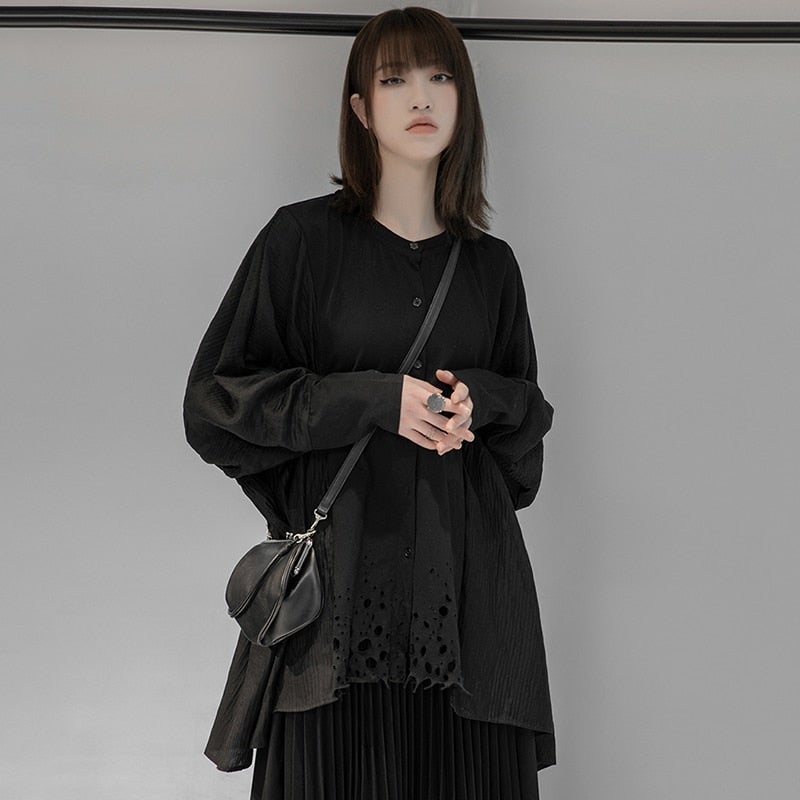 Marigold Shadows shirts Asami Loose Long Sleeve Irregular Shirt