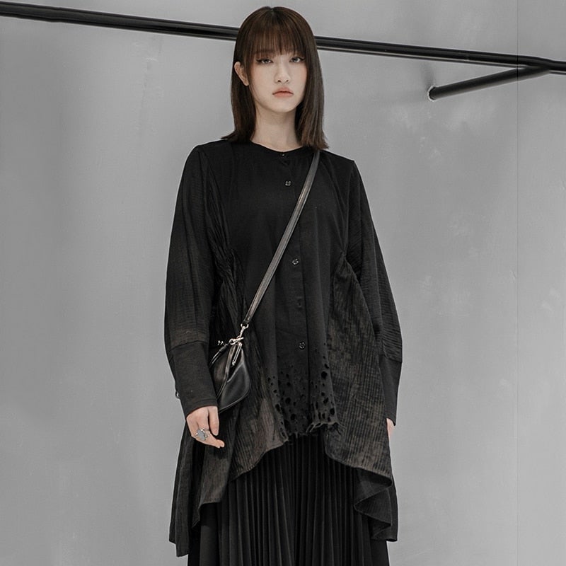 Marigold Shadows shirts Asami Loose Long Sleeve Irregular Shirt