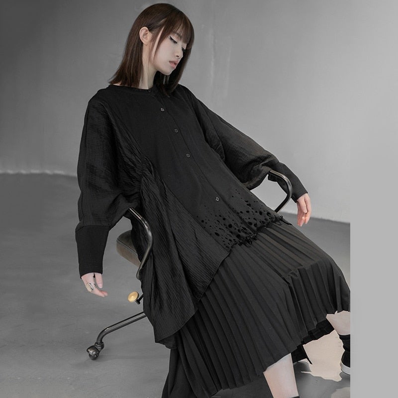 Marigold Shadows shirts Asami Loose Long Sleeve Irregular Shirt