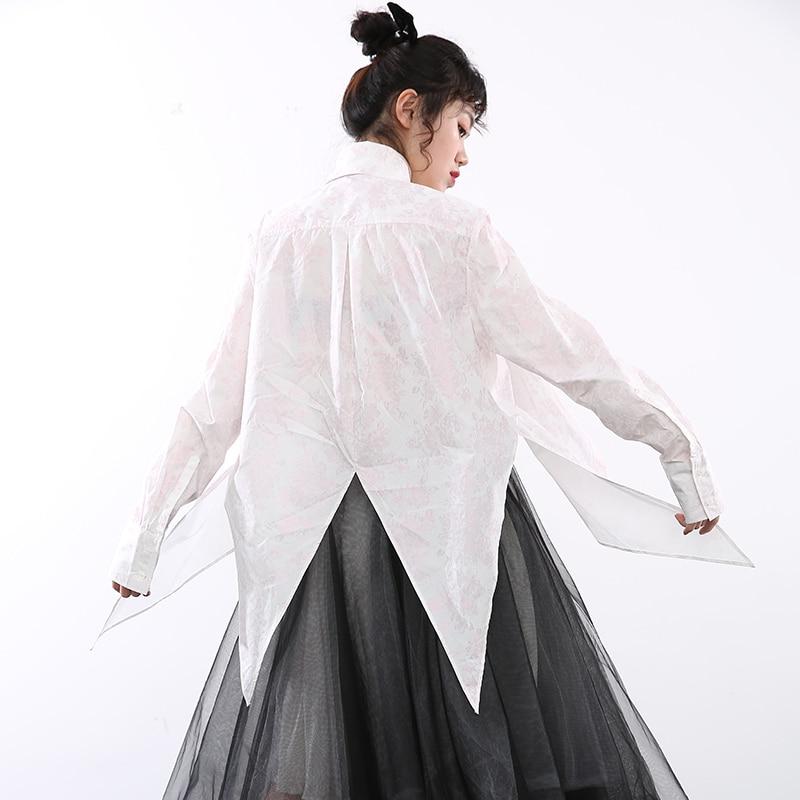 Marigold Shadows shirts Ayeka Irregular Long Sleeve Shirt