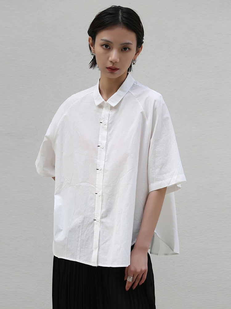 Marigold Shadows Shirts Binus Half Sleeve Lapel Blouse
