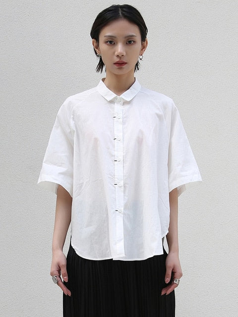 Marigold Shadows Shirts Binus Half Sleeve Lapel Blouse