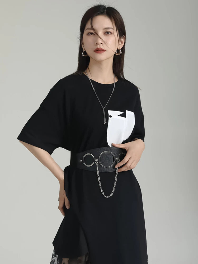 Marigold Shadows Shirts Birdo Asymmetrical Pocket Tee - Black