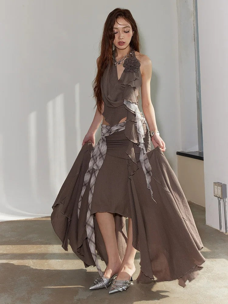 Marigold Shadows Shirts *** Burnn Ruffle Halter