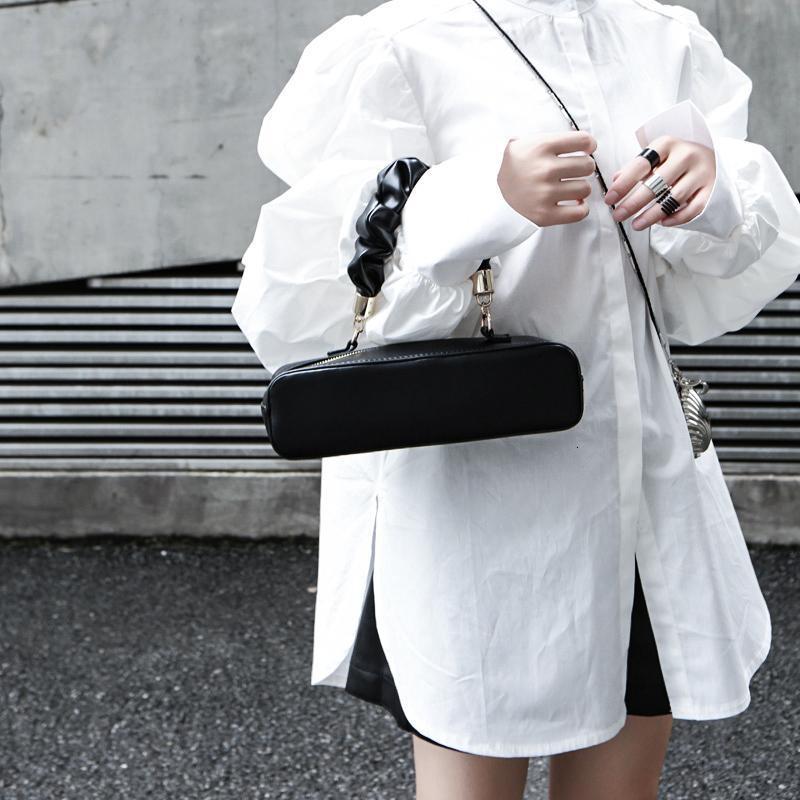 Marigold Shadows shirts Daoko Pleated Puff Long Sleeve Shirt - White