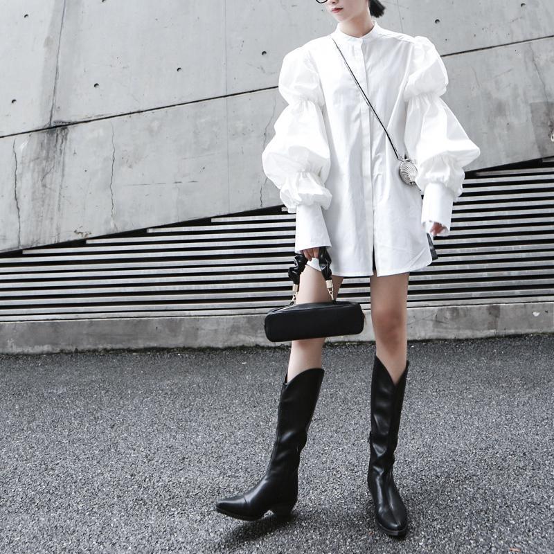 Marigold Shadows shirts Daoko Pleated Puff Long Sleeve Shirt - White