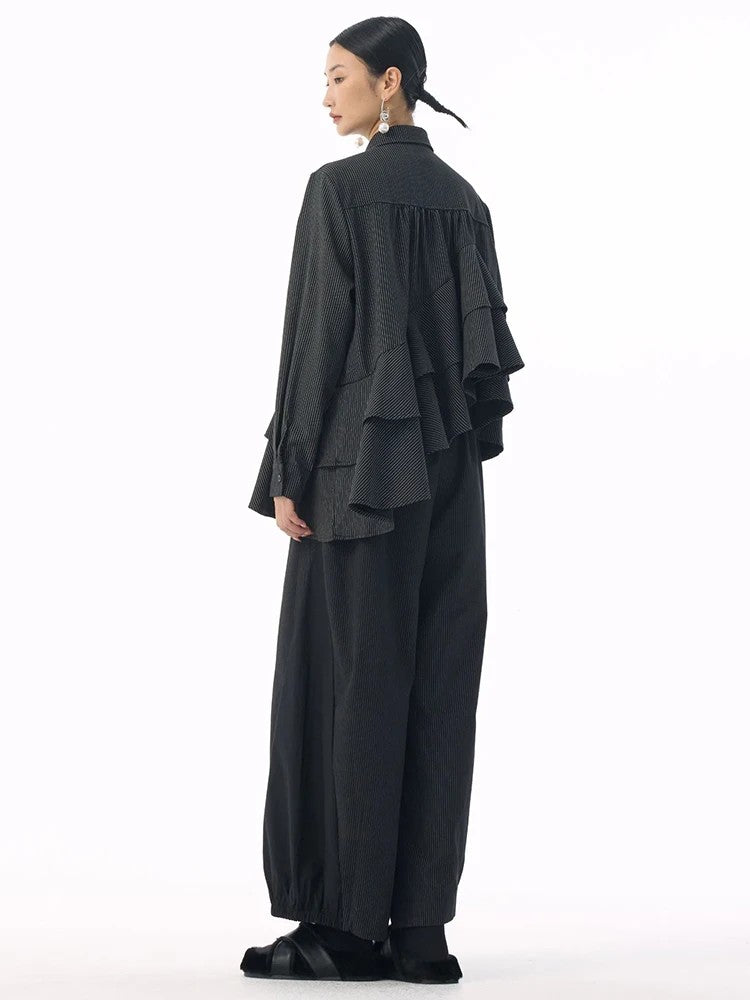 Marigold Shadows Shirts *** Deangalee Asymmetrical Ruffle Blouse