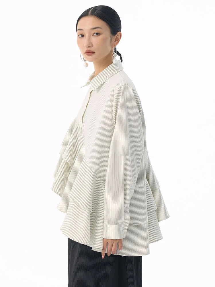 Marigold Shadows Shirts *** Deangalee Asymmetrical Ruffle Blouse