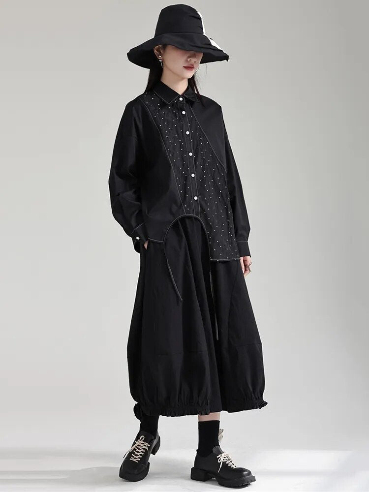 Marigold Shadows Shirts Dottir Asymmetrical Blouse - Black