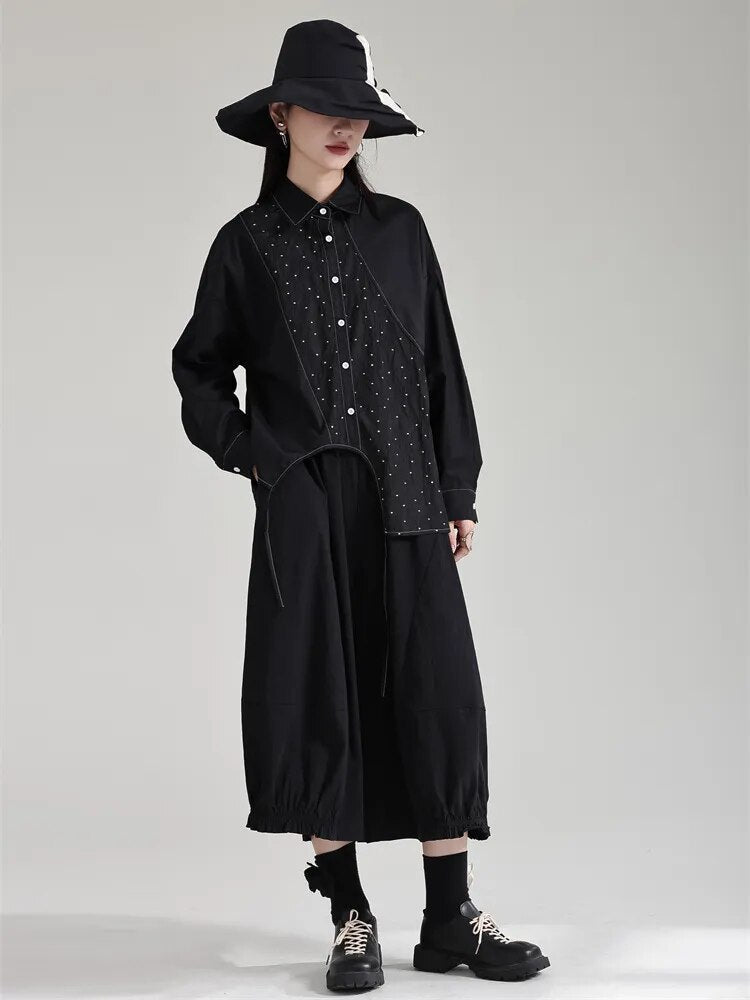 Marigold Shadows Shirts Dottir Asymmetrical Blouse - Black