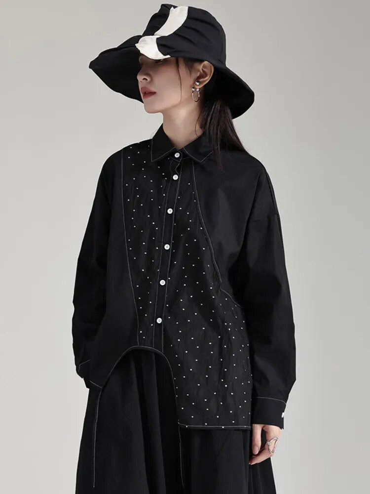 Marigold Shadows Shirts Dottir Asymmetrical Blouse - Black