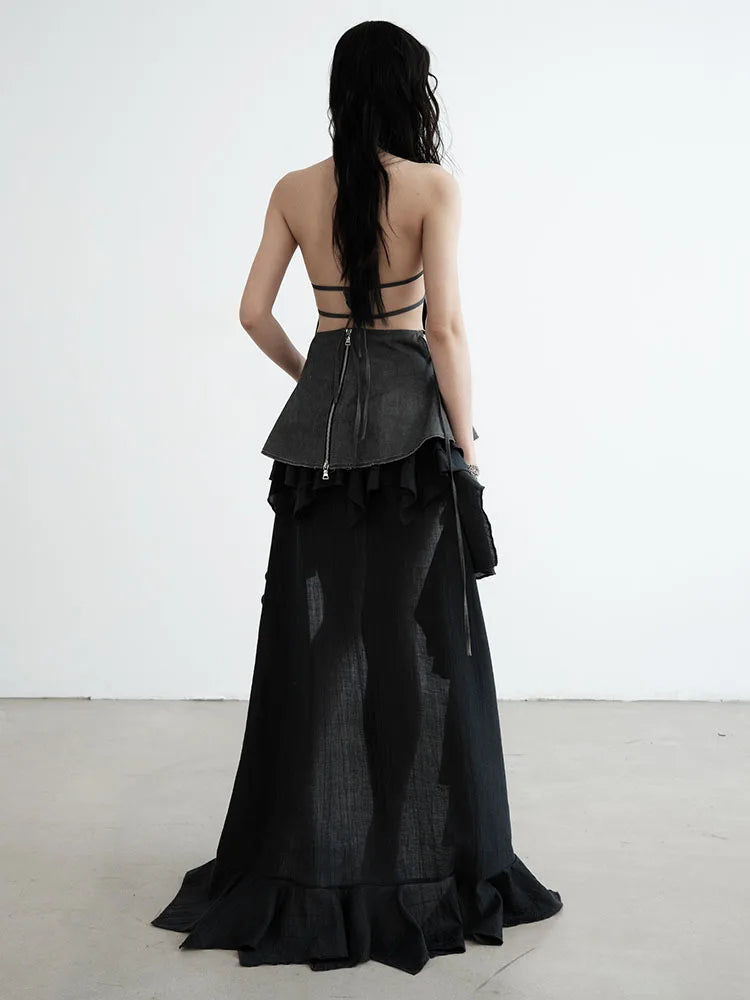 Marigold Shadows Shirts Graye Backless Apron Shirt