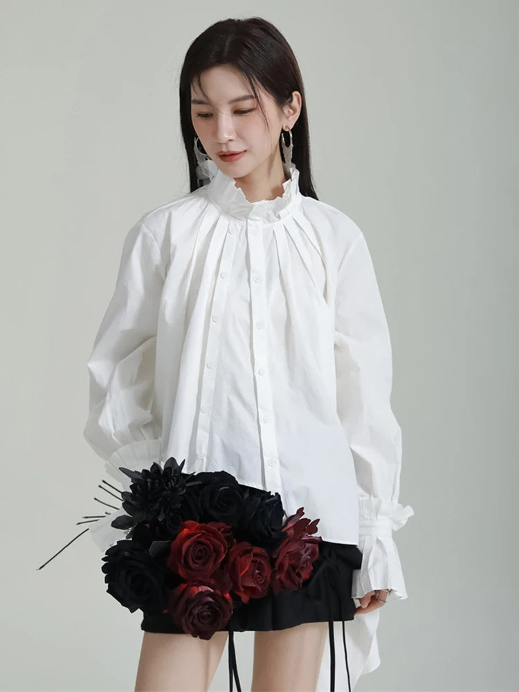 Marigold Shadows Shirts Ladada Pleated Collar Blouse