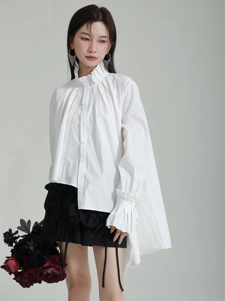 Marigold Shadows Shirts Ladada Pleated Collar Blouse