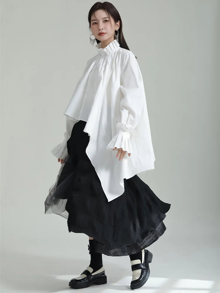 Marigold Shadows Shirts Ladada Pleated Collar Blouse