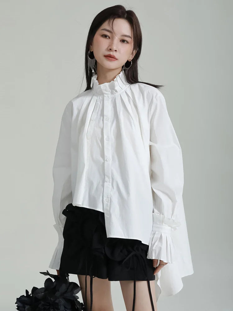 Marigold Shadows Shirts Ladada Pleated Collar Blouse
