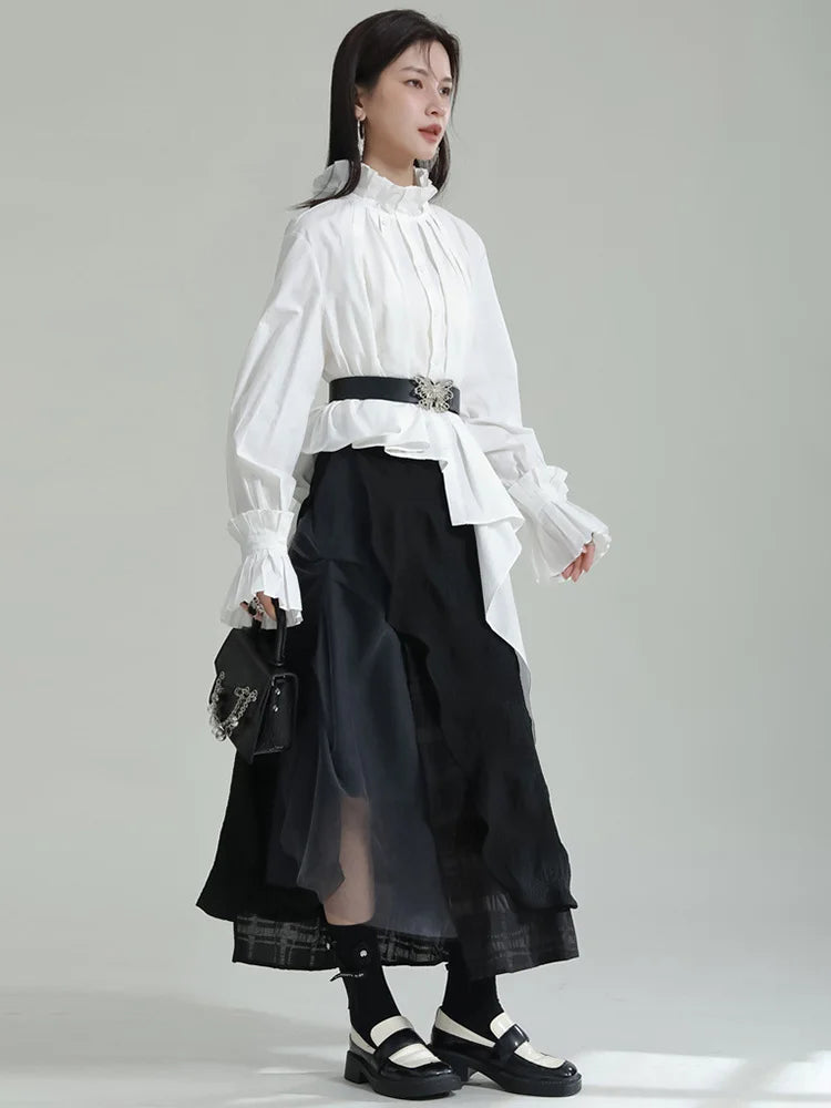 Marigold Shadows Shirts Ladada Pleated Collar Blouse