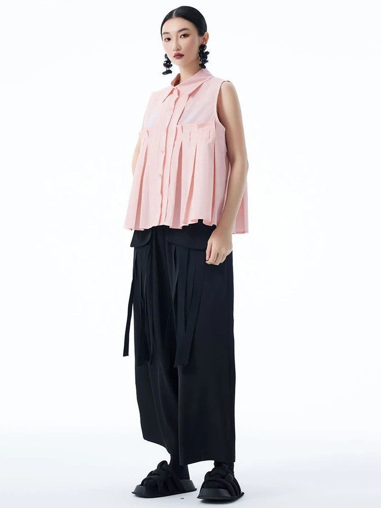 Marigold Shadows Shirts ***Marchh Pleated Tank