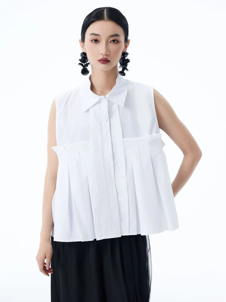 Marigold Shadows Shirts ***Marchh Pleated Tank