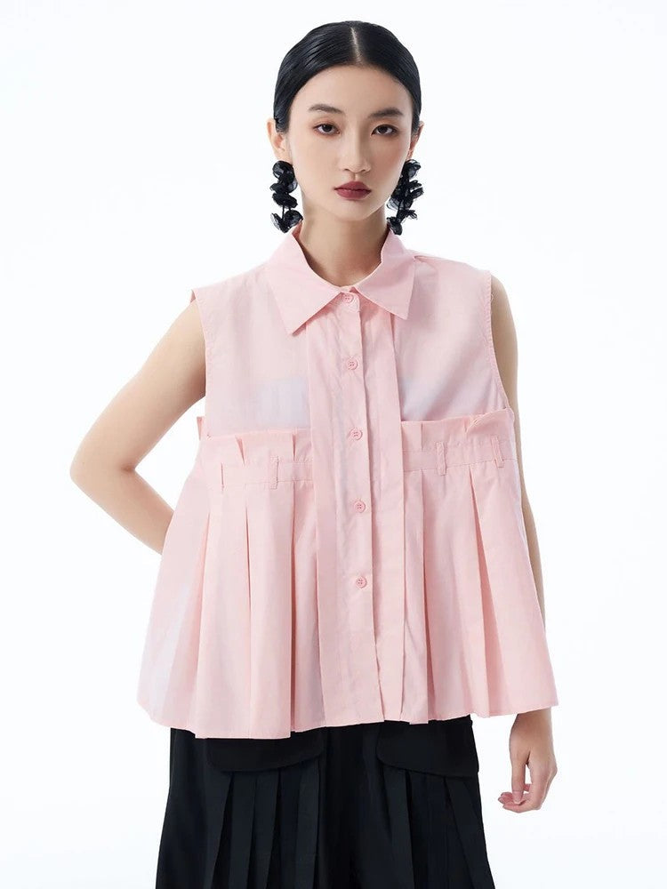 Marigold Shadows Shirts ***Marchh Pleated Tank