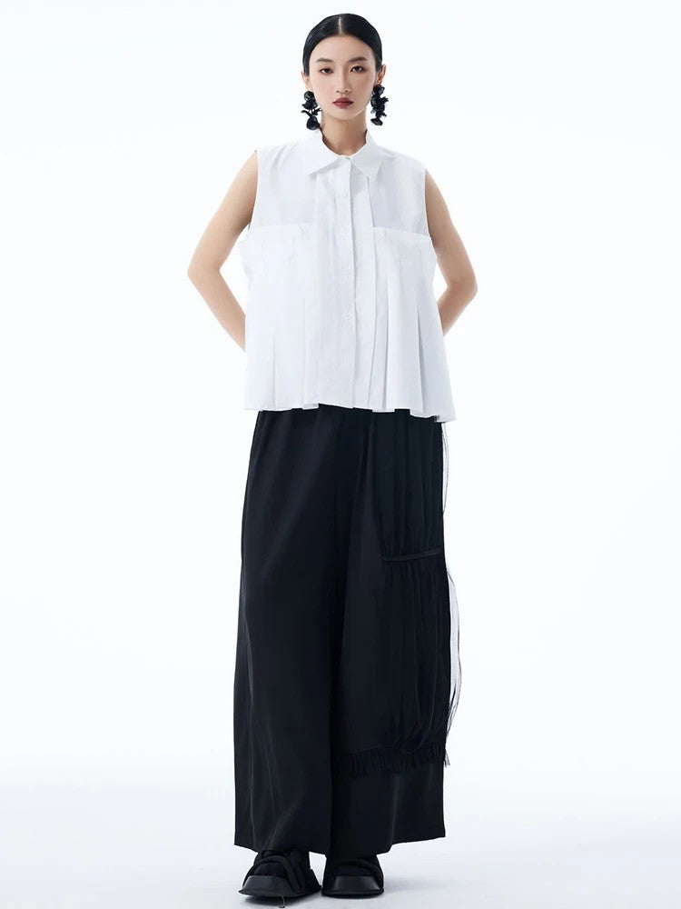 Marigold Shadows Shirts ***Marchh Pleated Tank
