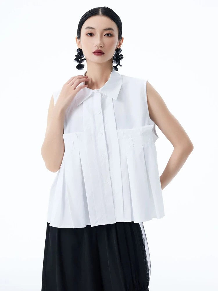 Marigold Shadows Shirts ***Marchh Pleated Tank