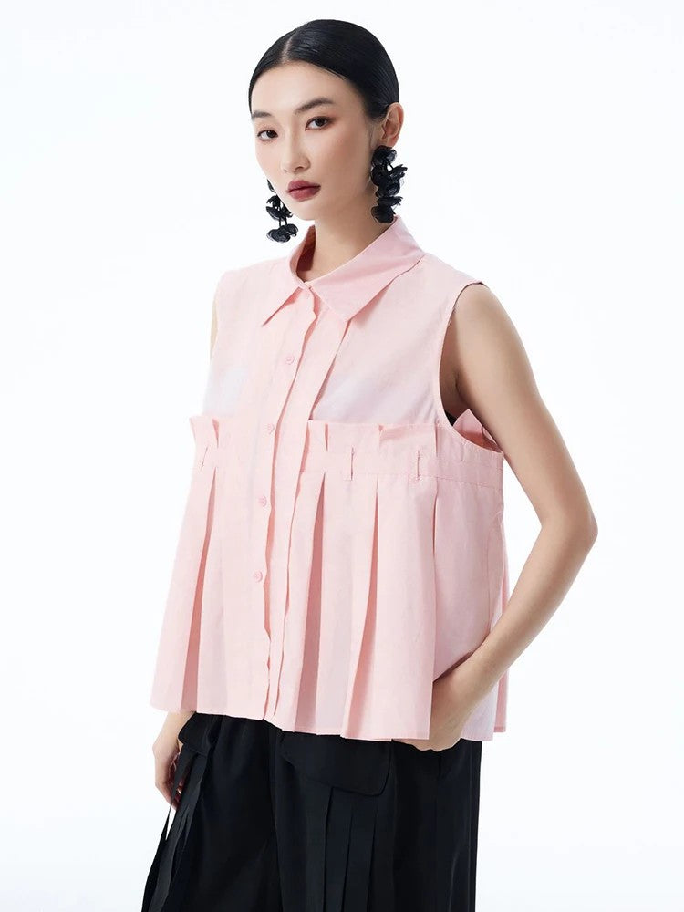 Marigold Shadows Shirts ***Marchh Pleated Tank