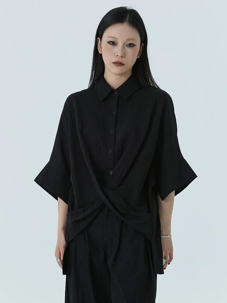Marigold Shadows Shirts Marga Short Sleeve Blouse - Black