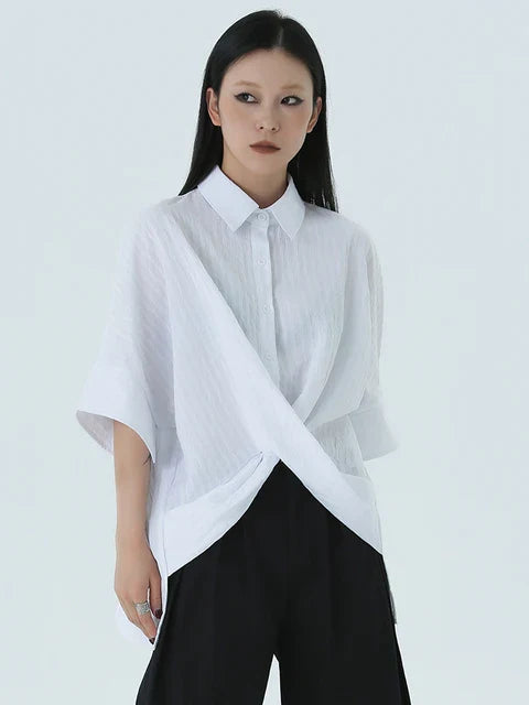 Marigold Shadows Shirts Marga Short Sleeve Blouse - White