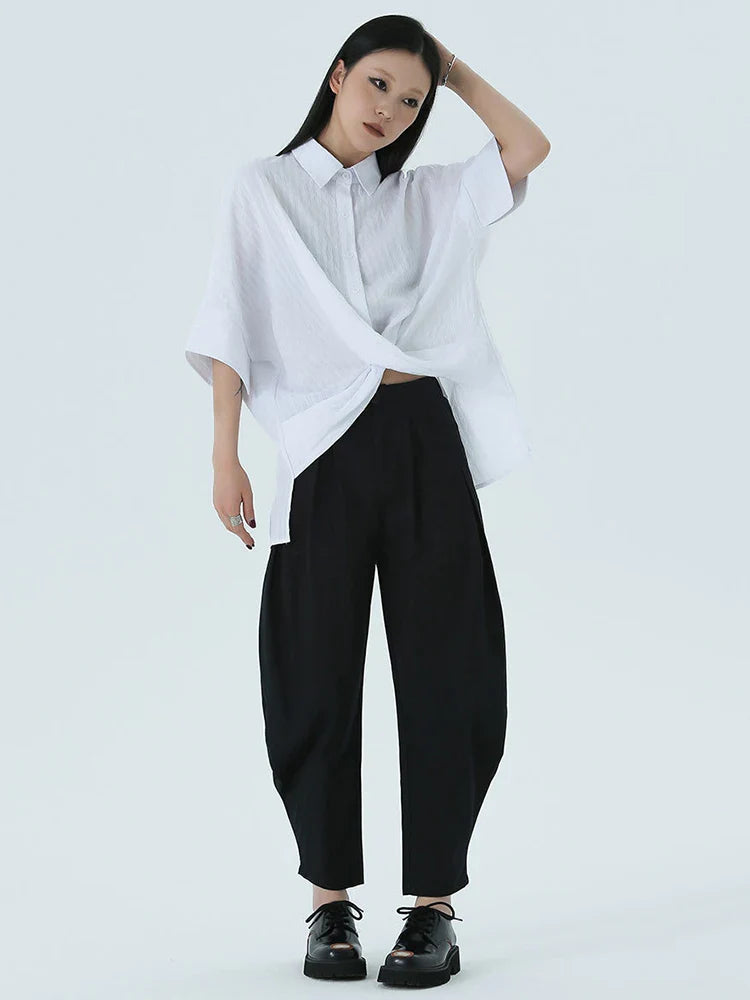 Marigold Shadows Shirts Marga Short Sleeve Blouse - White