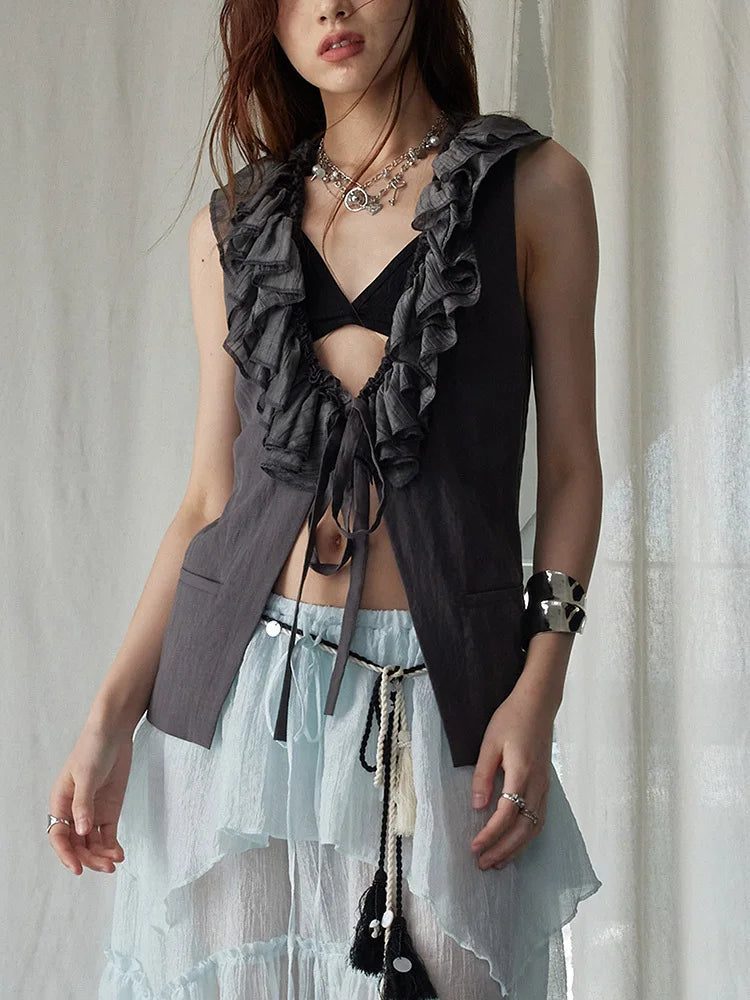 Marigold Shadows Shirts *** Parch Ruffled Vest