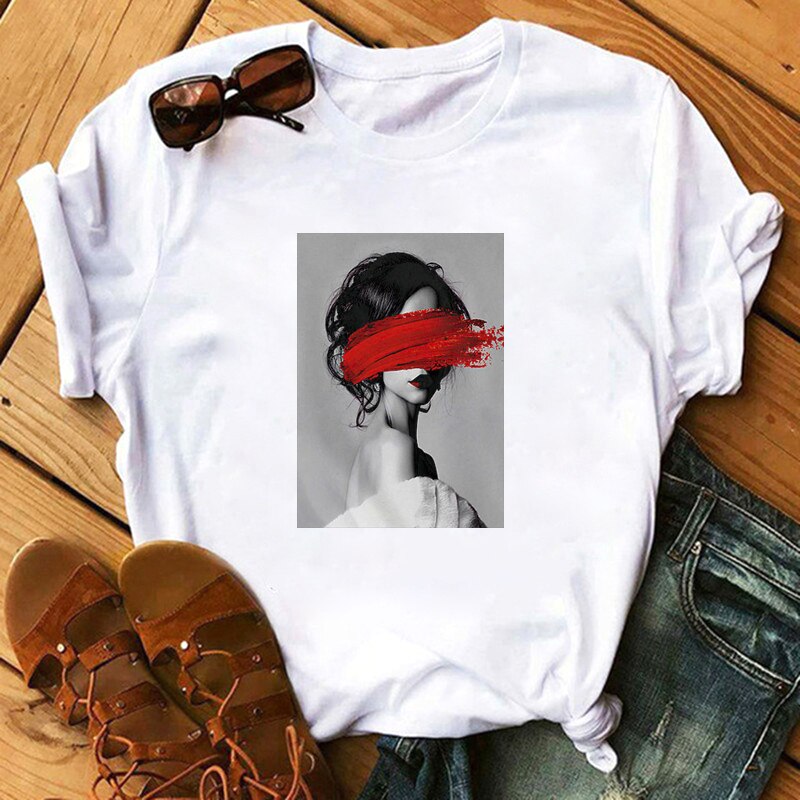 Marigold Shadows shirts Red Paint Printed T-Shirt