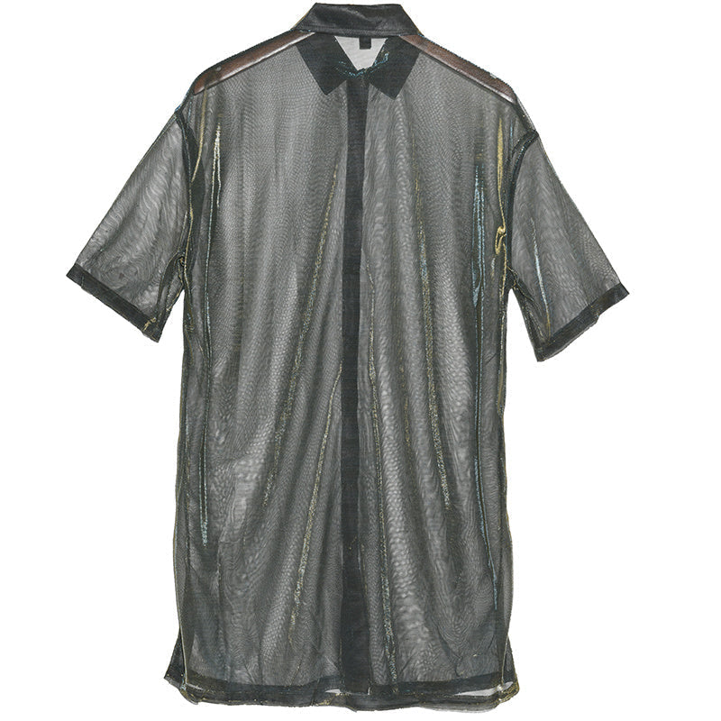 Marigold Shadows shirts Reece Sheer Shimmer Shirt Dress - Gold Green