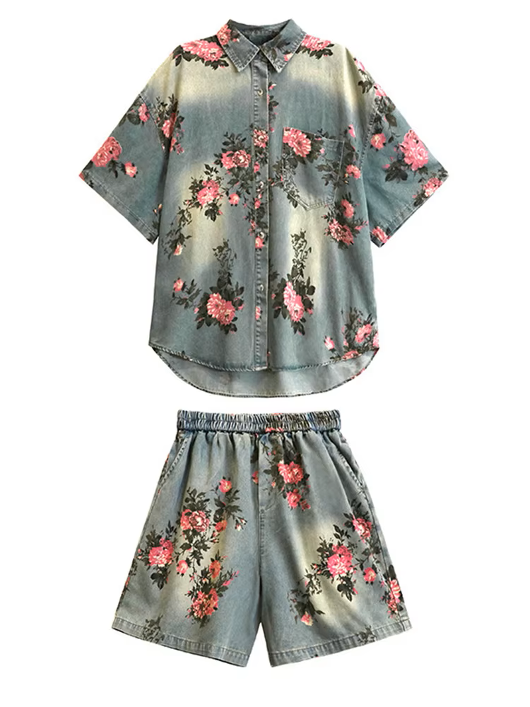 Rosette Rose Denim Set