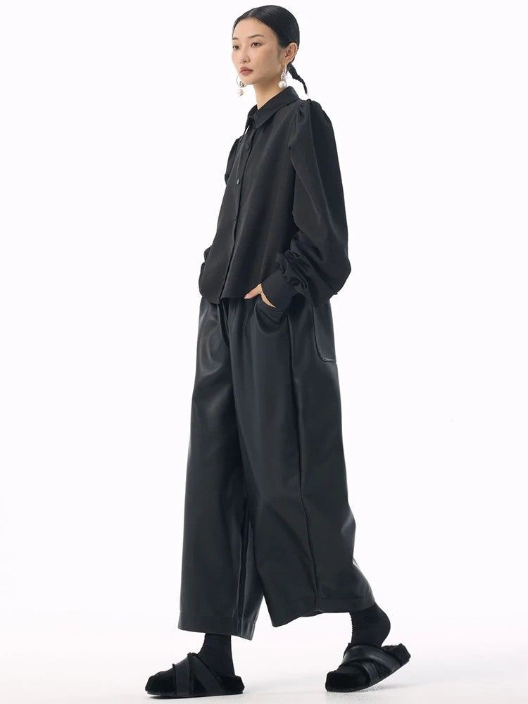 Marigold Shadows Shirts *** Samai Puff Sleeve Button Up