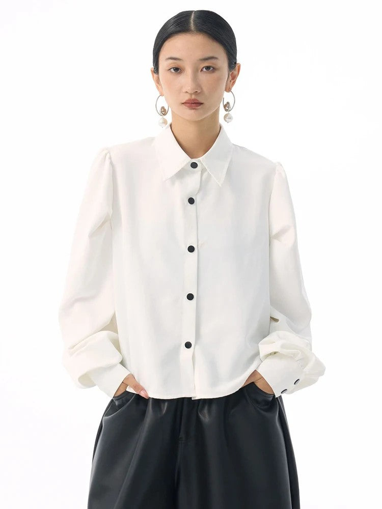 Marigold Shadows Shirts *** Samai Puff Sleeve Button Up